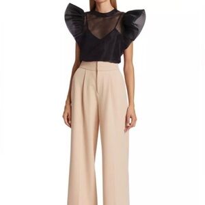 Joie Black Sheer Ruffle Sleeve Blouse